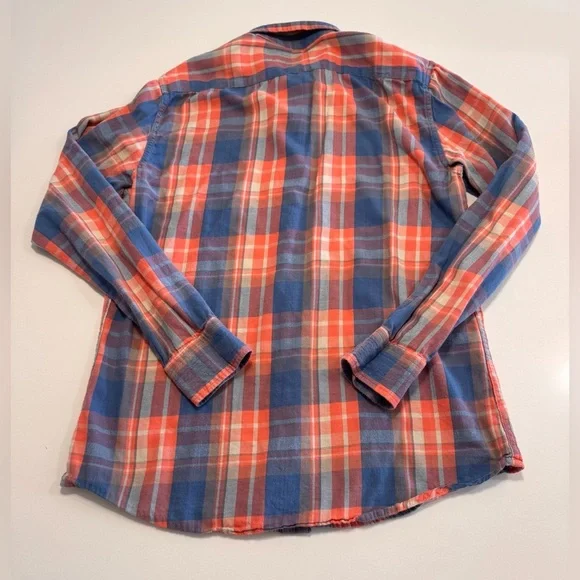The Normal Brand Shirt Mens Med Blue Orange Plaid Flannel Grunge Mountains Cabin - Picture 2 of 8